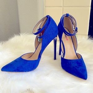 JUSTFAB Earlena Heels pumps Colbat Blue Ankle 🔒👠